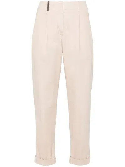 Peserico Cropped Tapered Trousers In Neutrals