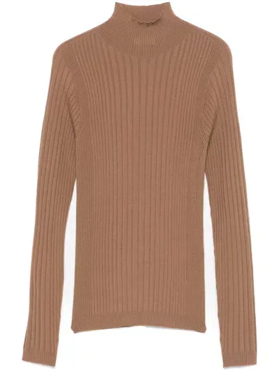 Peserico Virgin-wool Sweater In Brown