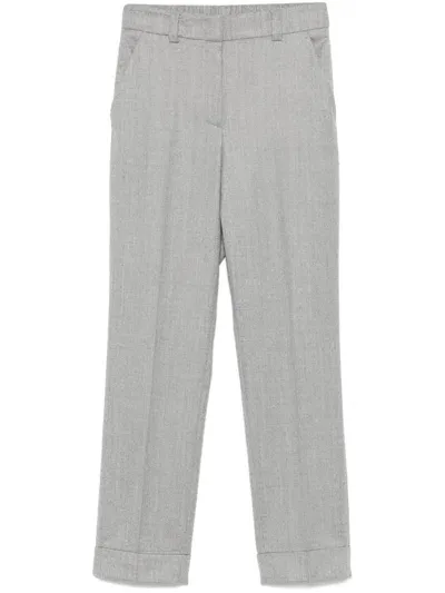 Peserico Virgin Wool Trousers In Grey