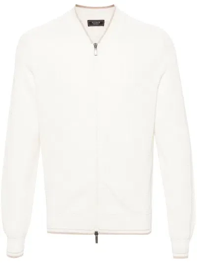 Peserico Waffle-knit Bomber Jacket In White