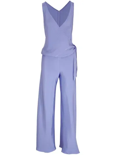 Peter Cohen Side-tie Silk Jumpsuit In Purple