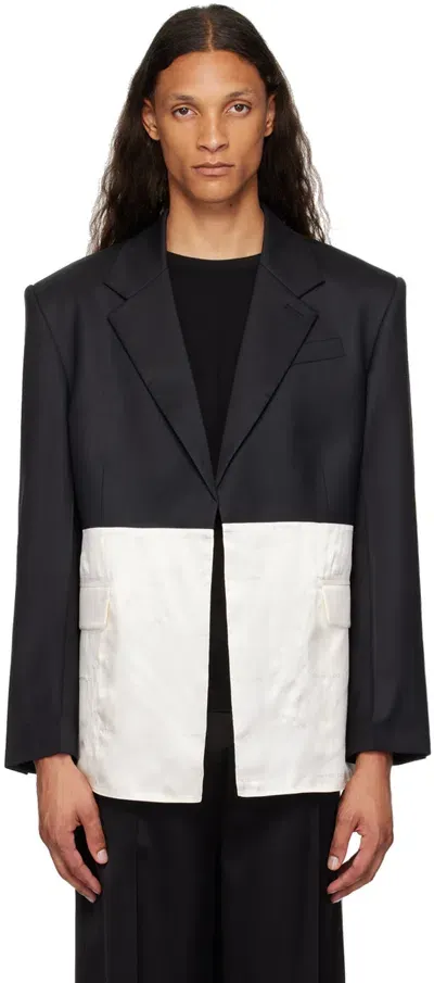 Peter Do Black & Off-white Combo Classic Blazer In Black/white