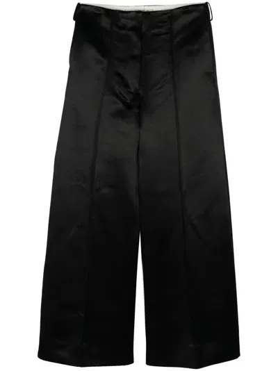 Peter Do Satin Raised-seam Straight Trousers In Black