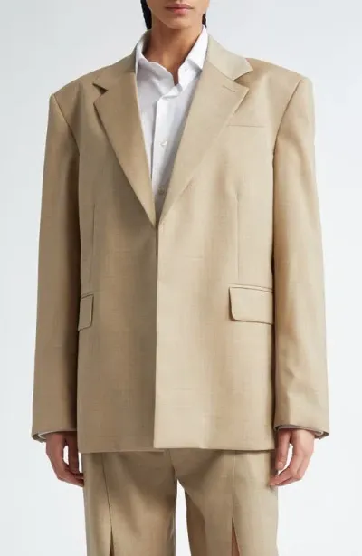 Peter Do Classic Boxy Stretch Wool Blazer In Taupe