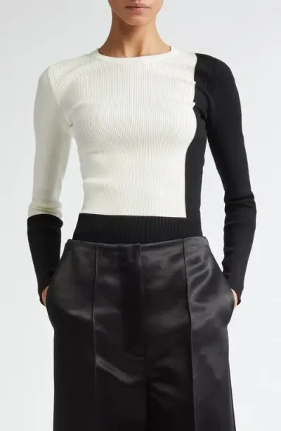 Peter Do Colorblock Ribbed-knit Sweater In Black,white