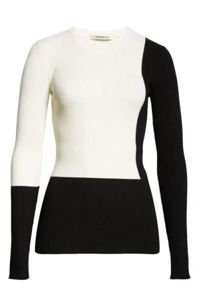 Peter Do Colorblock Rib Sweater In White/black