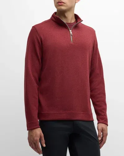 Peter Millar Men's Crown Fleece Quarter-zip Sweater In Currant