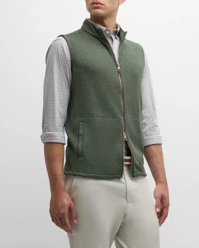 Peter Millar Men's Crown Fleece Sweater Vest In Dark Olive