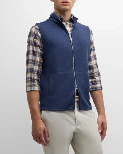 Peter Millar Men's Crown Fleece Sweater Vest In Navy