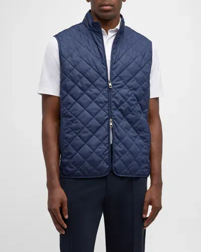 Peter Millar Men's Essex Quilted Full-zip Vest In Navy