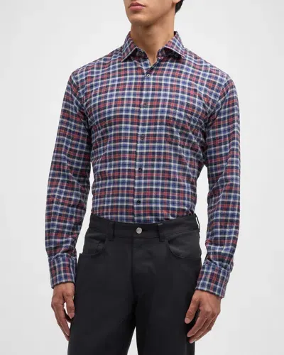 Peter Millar Men's Gander Cotton Plaid Sport Shirt In Navy