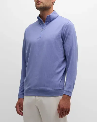 Peter Millar Men's Perth Crosshatch Quarter-zip Performance Top In Velvet Plum