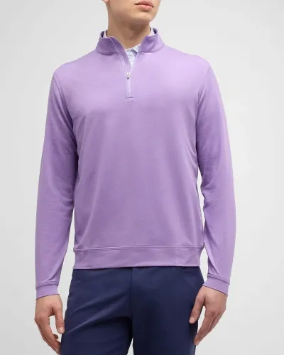 Peter Millar Men's Perth Melange Performance Quarter-zip Sweater In Dragon Fly