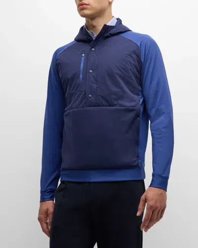 Peter Millar Men's Pursuit Half-snap Hoodie In Navy