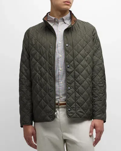 Peter Millar Men's Suffolk Quilted Coat In Dark Olive