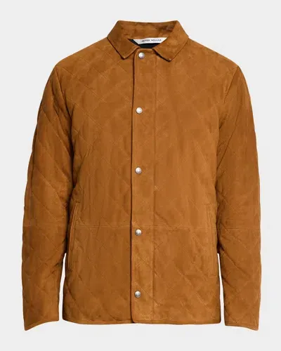 Peter Millar Men's Suffolk Quilted Suede Jacket In Whiskey