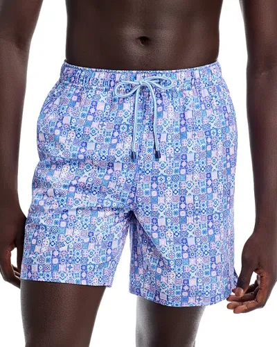 Peter Millar Mosaic Madness Stretch Printed 7 Swim Trunks In Palmer Pin