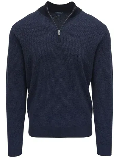 Peter Millar Zip-down Sweatshirt In Blue