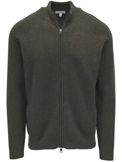 Peter Millar Zipped Cardigan In Gray