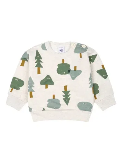 Petit Bateau Babies' Graphic-print Organic-cotton Sweatshirt In Neutrals