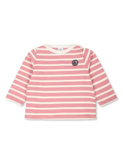 Petit Bateau Babies' Striped T-shirt In Pink