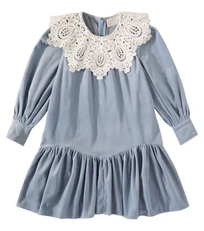 Petite Amalie Kids' Crochet Dress In Blue