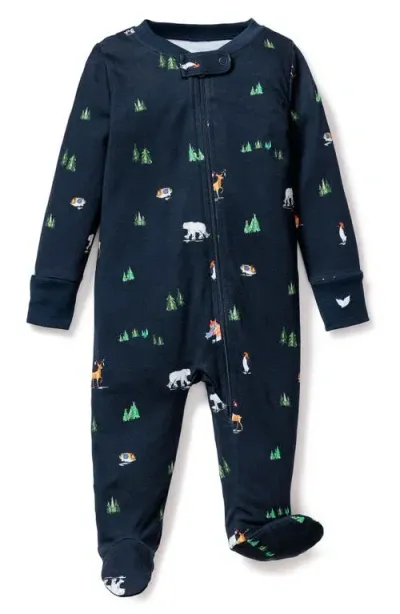 Petite Plume Babies'  Artic Antics Fitted Pima Cotton Romper In Navy