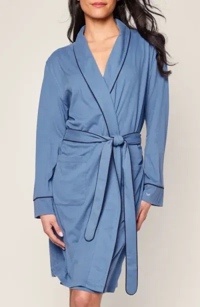 Petite Plume Pima Cotton Jersey Robe In Blue