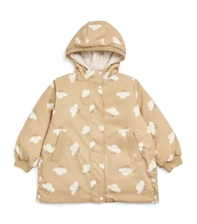 Petite Revery Kids' Padded Cloud Print Jacket In Beige