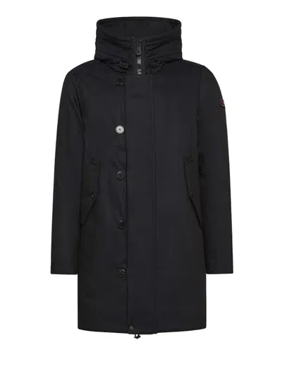 Peuterey Black Parka In Resistant Fabric In Blue