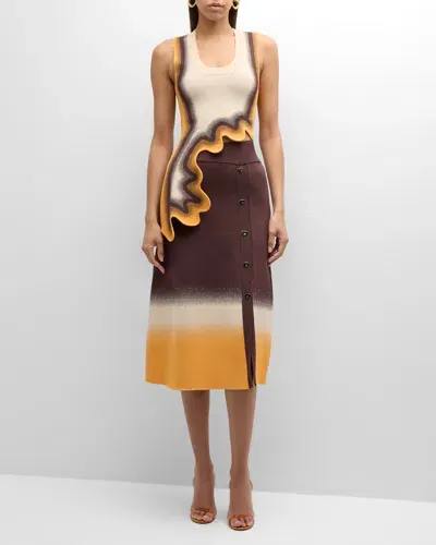 Ph5 Kafka Gradient Midi Skirt In Brown