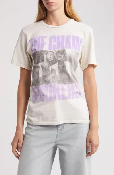 Philcos Chainsmokers Oversize Cotton Graphic T-shirt In Cream