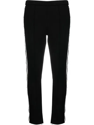 Philipp Plein Crystal-embellished Cropped Track Trousers In Black