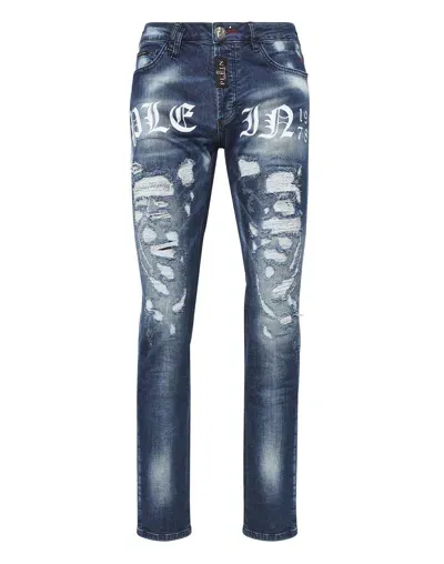 Philipp Plein Logo-print Straight-leg Jeans In Multi