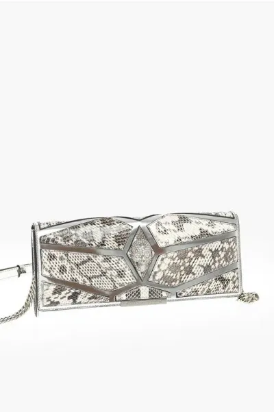 Philipp Plein Est.1978 Snake Leather Detailed Luxury Dream Clutch In Black