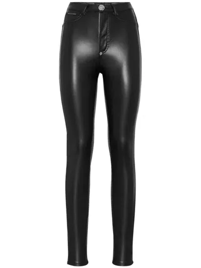 Philipp Plein Faux-leather Leggings In Black