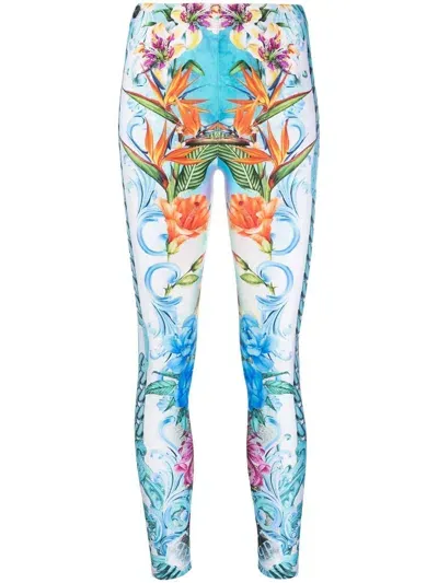 Philipp Plein Hawaii Graphic-print Leggings In Blue