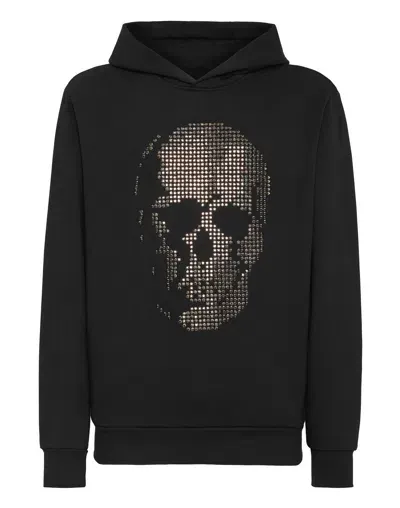 Philipp Plein Logo-embroidered Cotton Hoodie In Black