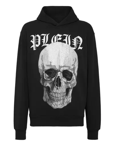 Philipp Plein Skull-print Rhinestone-embellished Hoodie In Black