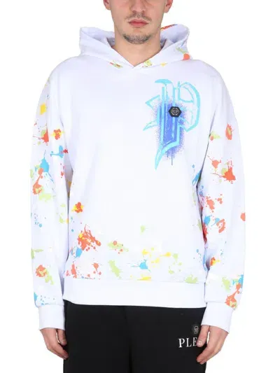 Philipp Plein Logo Printed Hoodie In White