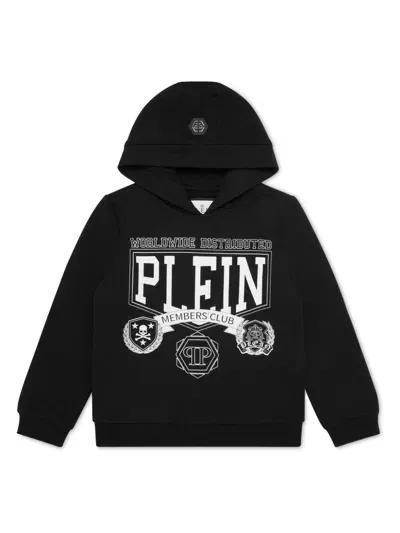 Philipp Plein Junior Kids' Logo-print Long-sleeve Hoodie In Black