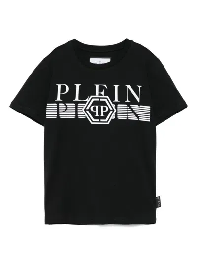 Philipp Plein Junior Kids' Logo-print T-shirt In Black