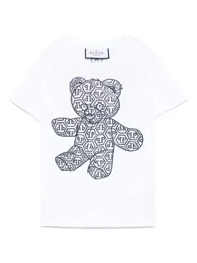 Philipp Plein Junior Kids' Teddy Bear T-shirt In White