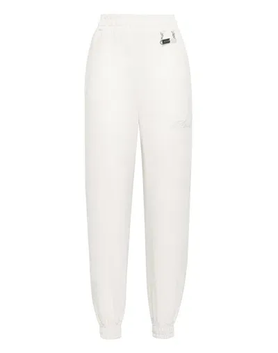 Philipp Plein Signature Logo-embroidered Joggers In White