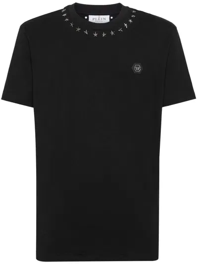 Philipp Plein Logo-appliqué Cotton T-shirt For Men In Black