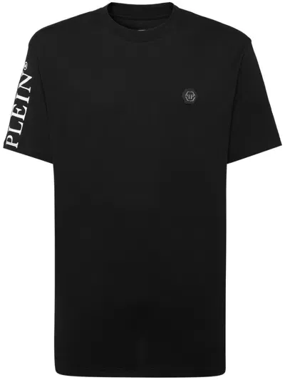 Philipp Plein Logo-patch Cotton T-shirt In Black  