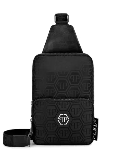 Philipp Plein Monogram-jacquard Messenger Bag In Black