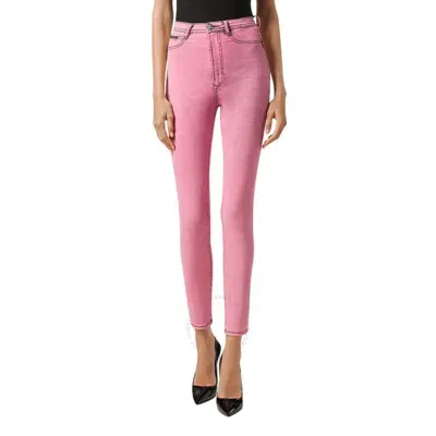 Philipp Plein High Waisted Jeggings In Pink