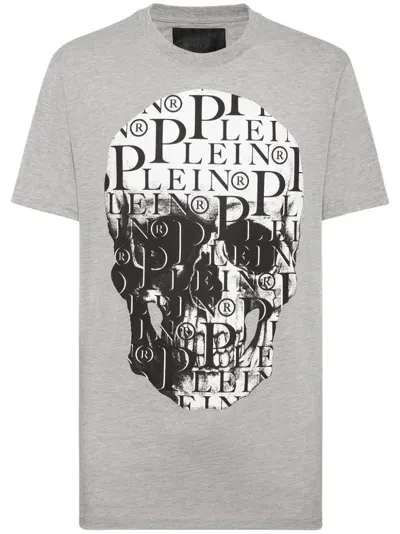 Philipp Plein Print Skull T-shirt In Grey