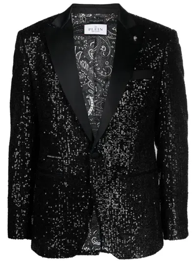 Philipp Plein Sequin-embellished Blazer In Blue